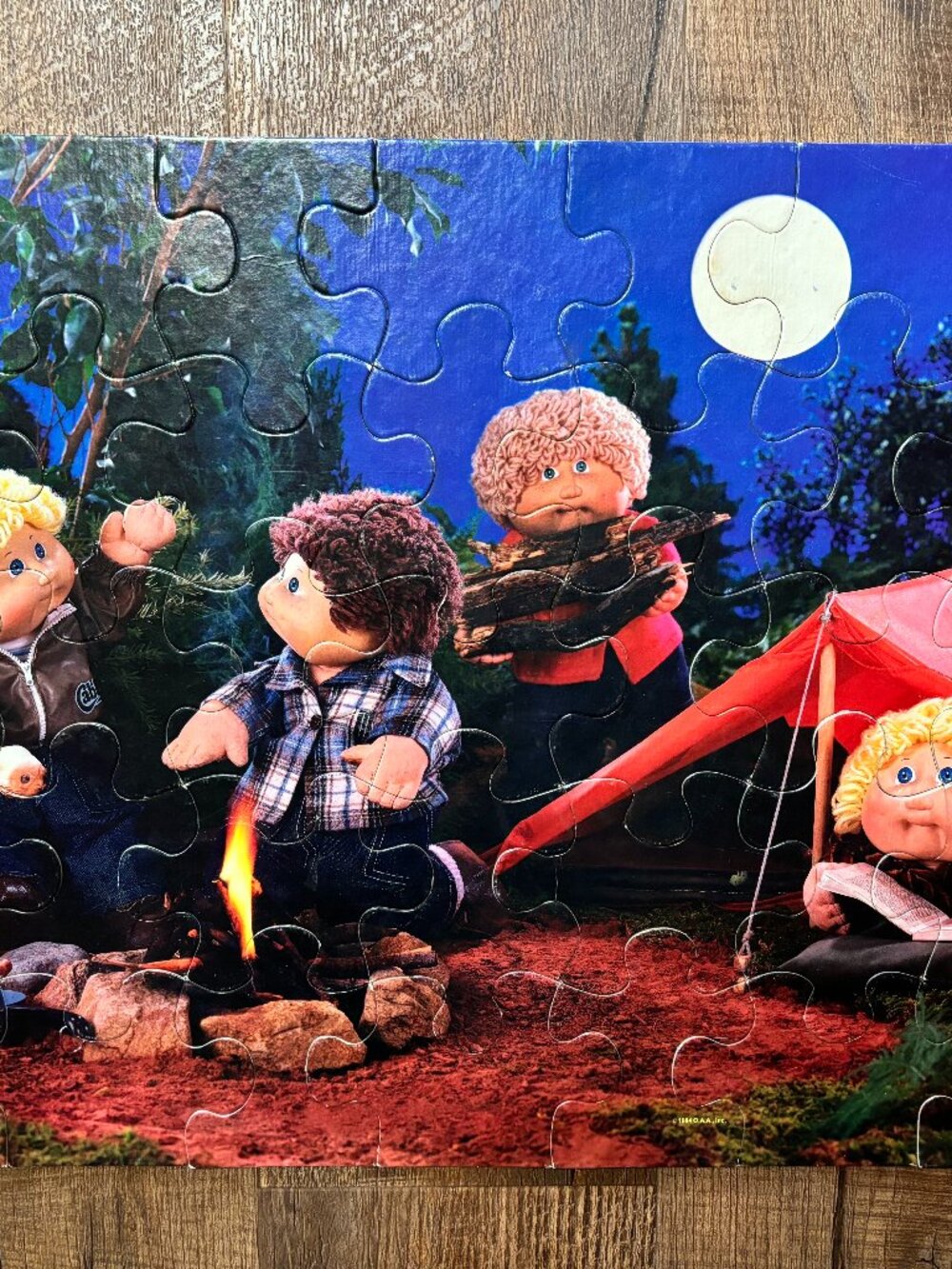 Vintage 1984 Cabbage Patch Jigsaw 35 Piece Floor Puzzle Camping 22x17 - no box